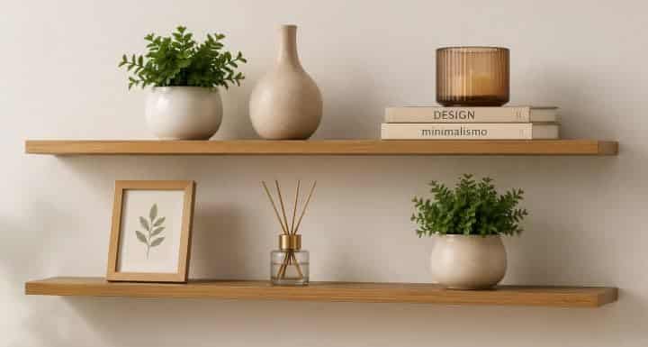 Prateleira flutuante com plantas na sala, como decorar sala com plantas sem gastar muito usando nichos