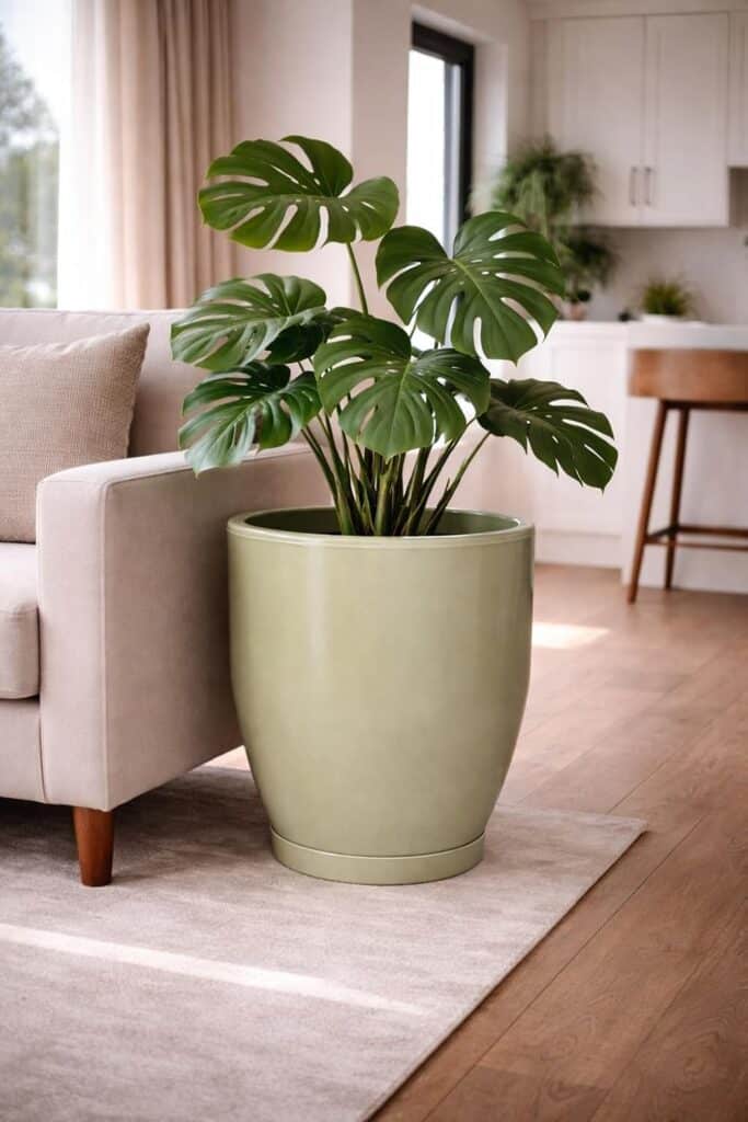 Vaso de polietileno pequeno para decorar sala com plantas, opcao leve e economica para qualquer ambiente
